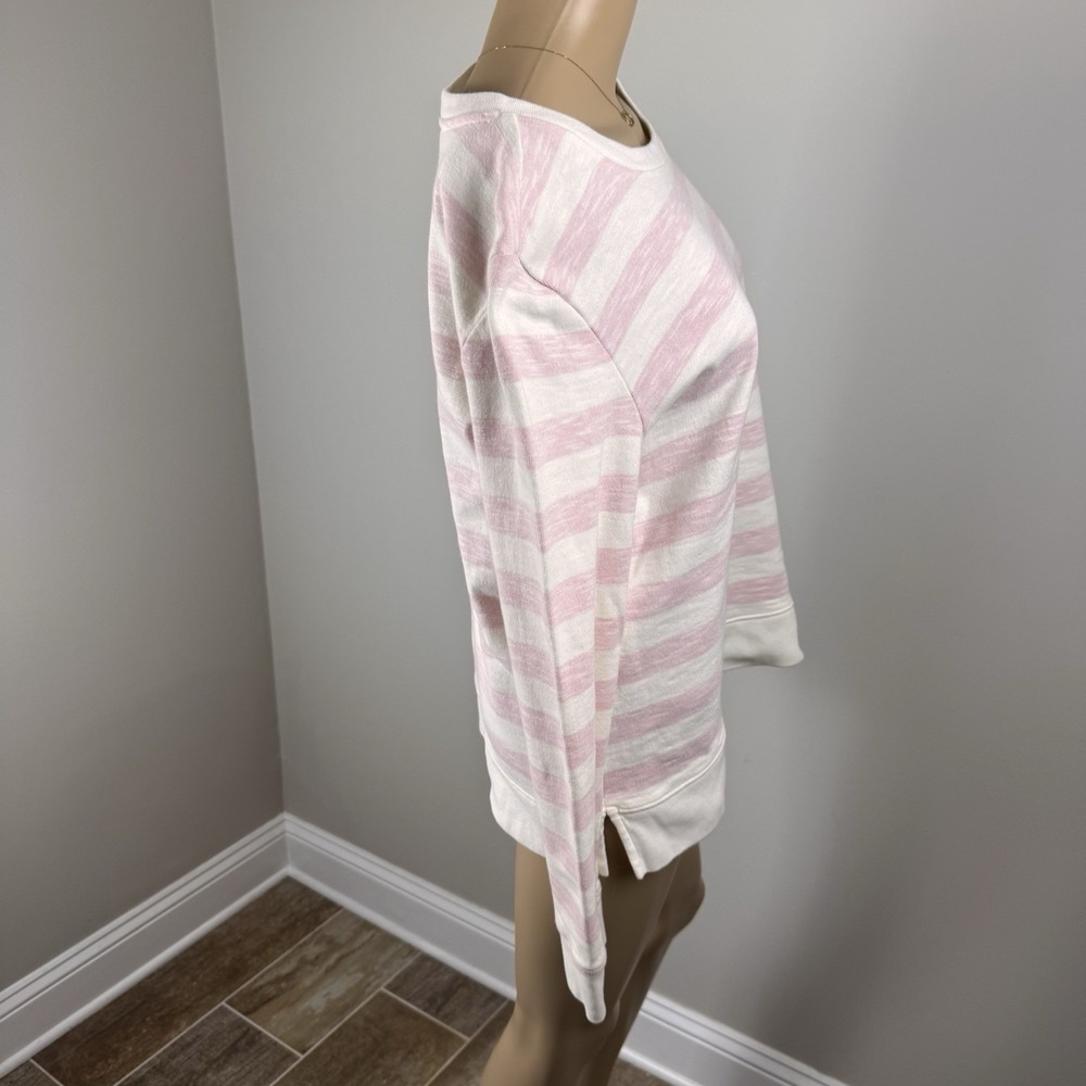 TALBOTS White Pink 100% Cotton STRIPE TOP SWEATSHIRT Medium - Picture 4 of 16